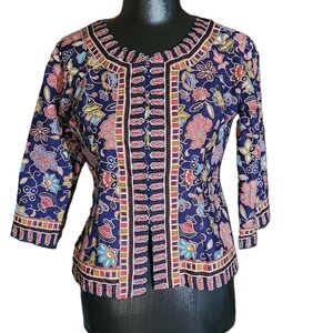 Asian Flight Attendant Floral Blouse Small
